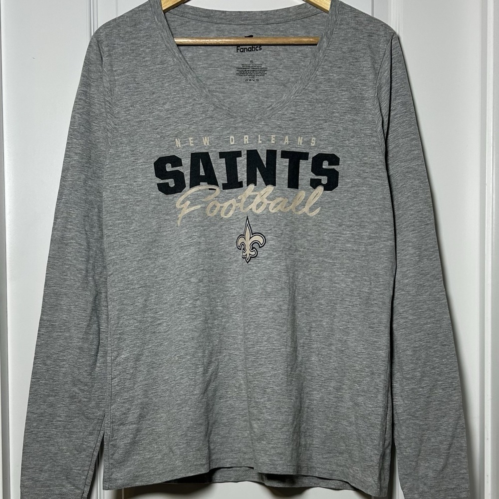 Fanatics‎ NFL Pro Line New Orleans Saints Football Long Sleeve V-Neck T-Shirt